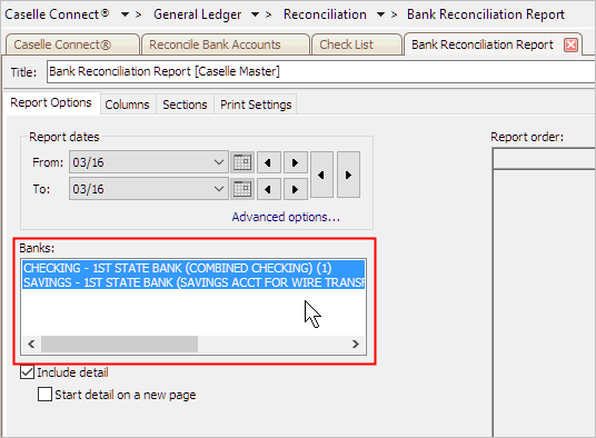 how do i print the bank reconciliation report