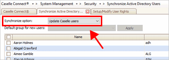 Synchronize Option box