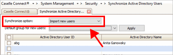 Synchronize Option box