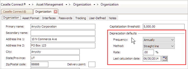 how do i change the depreciation settings calculate depreciation straight line