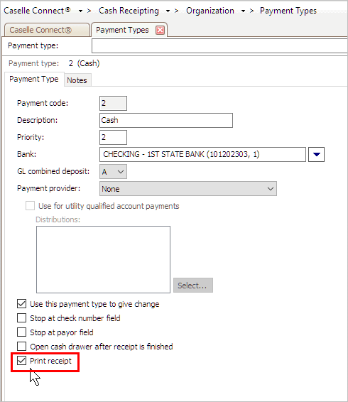how do i print receipts by payment type