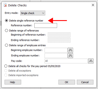 How do I delete an unprinted payroll check?