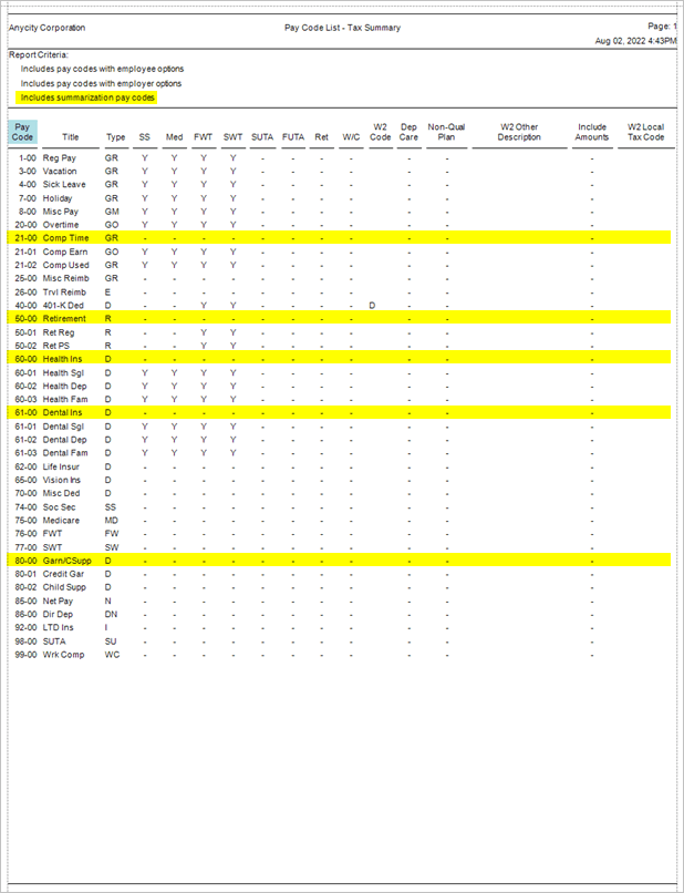 How do I print a pay code list?