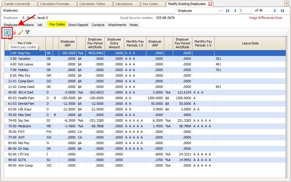 Step 5. Add IRS tax levy pay code to employee