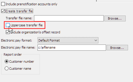 Uppercase transfer file