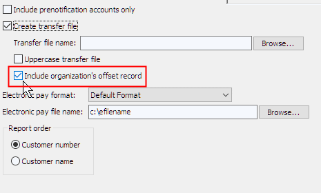 Include organization offset record